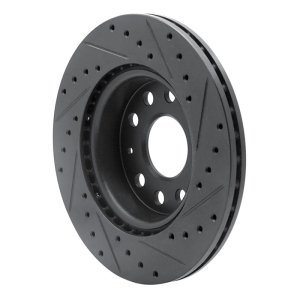 Volkswagen BORA Brake Rotor (1) - Front Left - R1 Concepts - Drilled & Slotted - Black - `05-`15